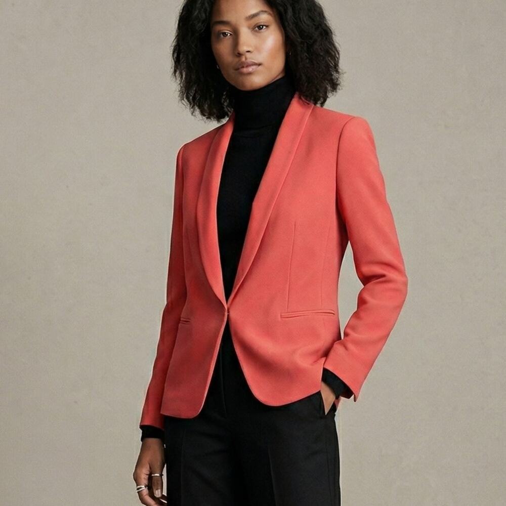 Rag & Bone Victoria Crepe Blazer Jacket coral Pink hook closer size 4